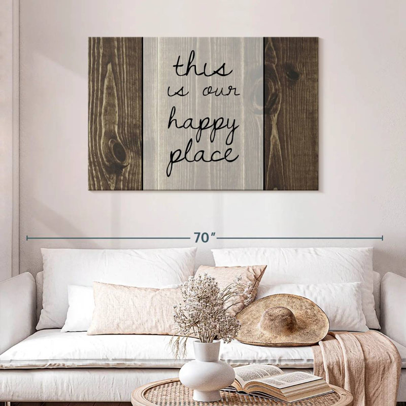 Our Happy Place Typography Wall Sign, 30" H x 45" W