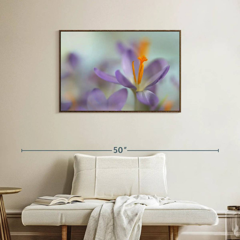 Pastel printanier, 37 po x 25 po, Cadre flottant noyer