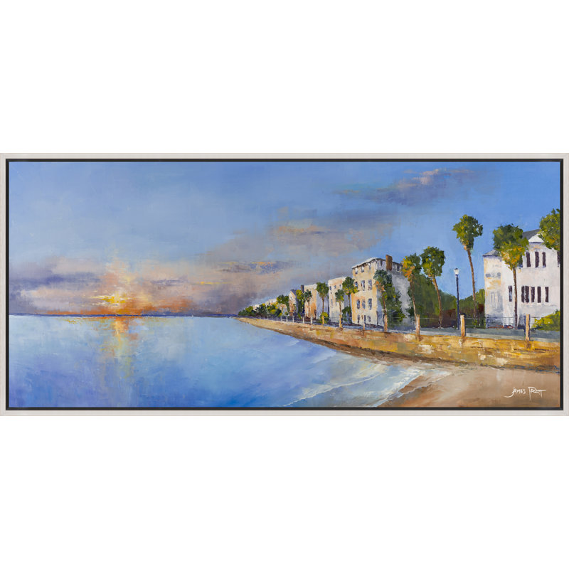 La batterie au crépuscule par James Pratt, H 31,75 po x l 69,75 po, Image au pinceau gel