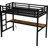 Black Metal Twin Xl Loft Bed With Led Lights & - Modern Bedroom Essential Desk, Power Gorgeous Display-1771349171