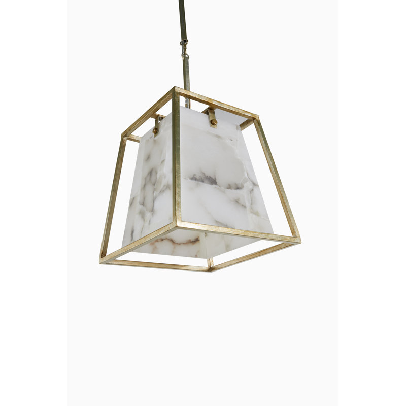 Stacey 4 - Light Unique / Statement Geometric Chandelier with Alabaster Accents, Champagne Silver