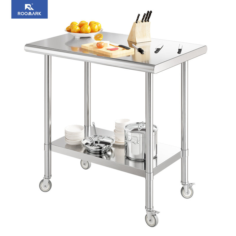 Mickeal 24" x 36" Stainless Steel Workbench with Wheels