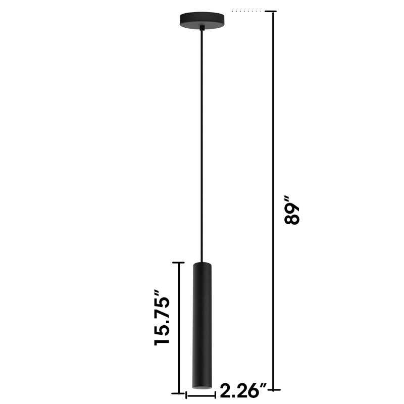 Luminaire suspendu cylindrique à 1 lumière DEL Chaniah, Halogène, H 15,75 po x l 2,36 po x P 2,36 po