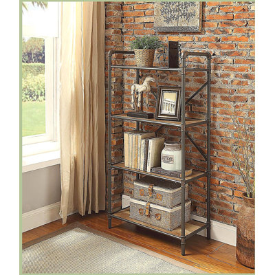 Antique Oak & Sandy Gray Finish Bookshelf
