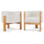 Ensemble de 2 chaises de salle à manger rembourrées, structure en bois d'hévéa naturel et tissu blanc bouclé, fauteuils modernes pour salle à manger et salon, capacité de 225 lb