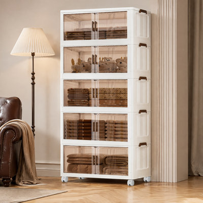 5-Tier Plastic Storage Bins with Wheels