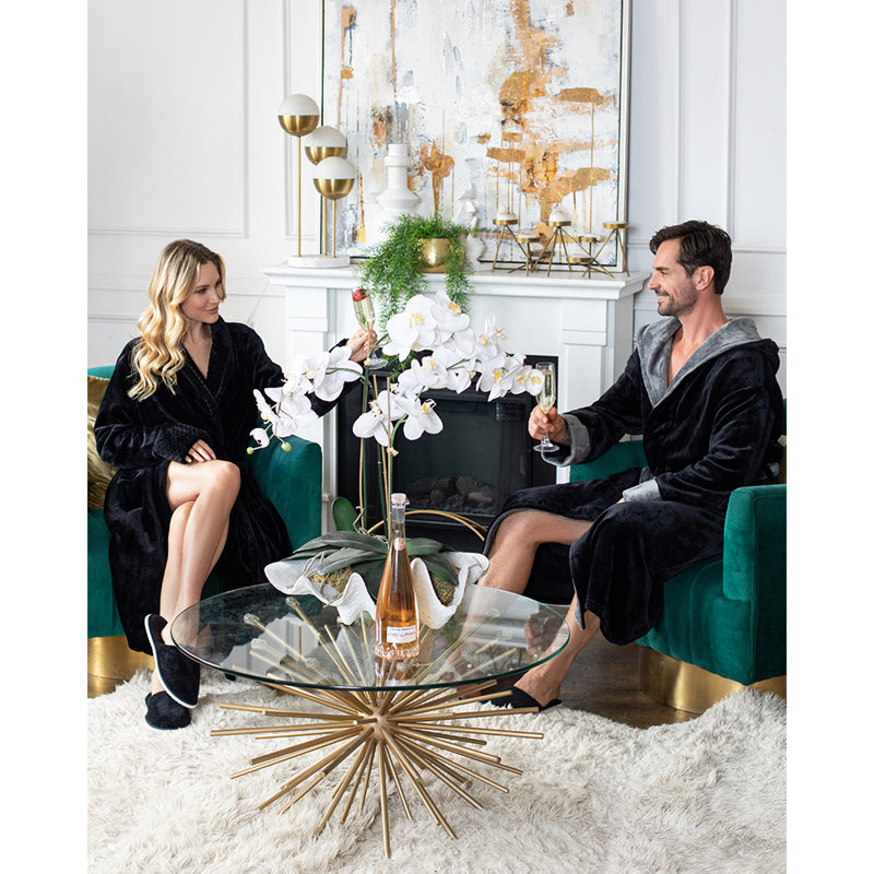 LOTUS LINEN Peignoirs moelleux moelleux peignoirs longs, G / TG, Noir