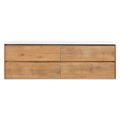 Meuble-lavabo mural double 84 "avec dessus et lavabos Babajide