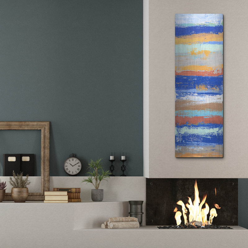 «Blue and Metal 1» par Hilary Winfield, H 48 po x l 16 po