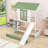 Twin Over Twin Wood Bunk Bed With Twin Trundle, Slide And Guardrails, House-Shaped Design
