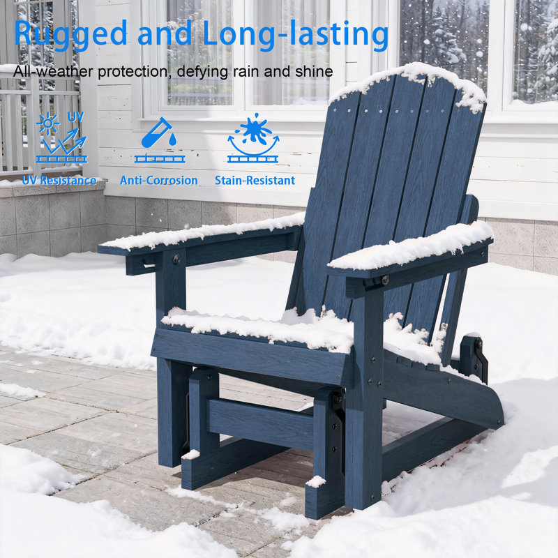 Glider Adirondack Chair with 3-Position Adjust, Wood-Like HDPE Patio Chair, All-Weather for Outdoor, 350lb Capacity