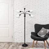 Simple Designs 67" Contemporary Multi Head Medusa 5 Light Adjustable Gooseneck w/ Multicoloured Shade