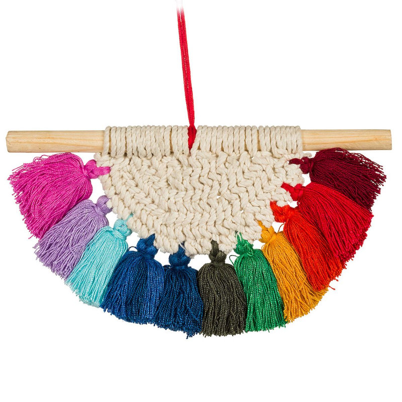 Petite suspension murale en coton et macramé
