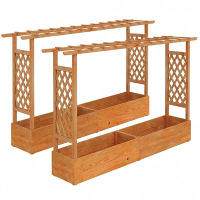 Arlmont & Co. Raised Garden Bed With Trellis Hanging Roof Planter Box Drainage Holes For Patio