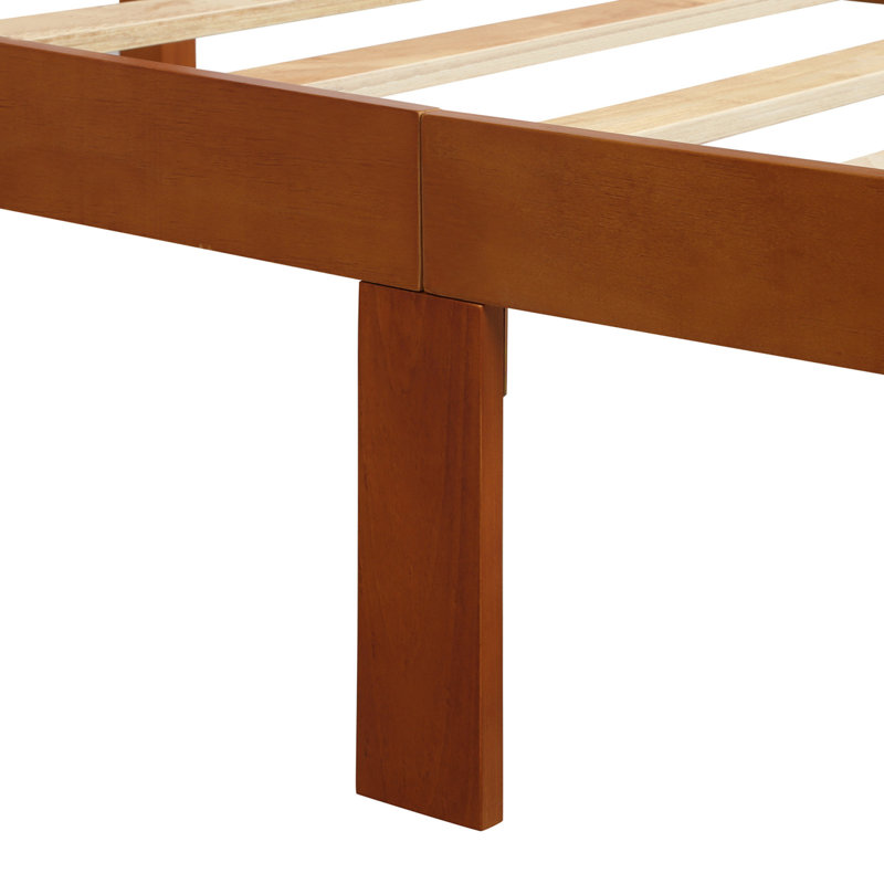 Elicio Twin Slat Bed Frame, Platform Bed with Headboard and Footboard, Oak