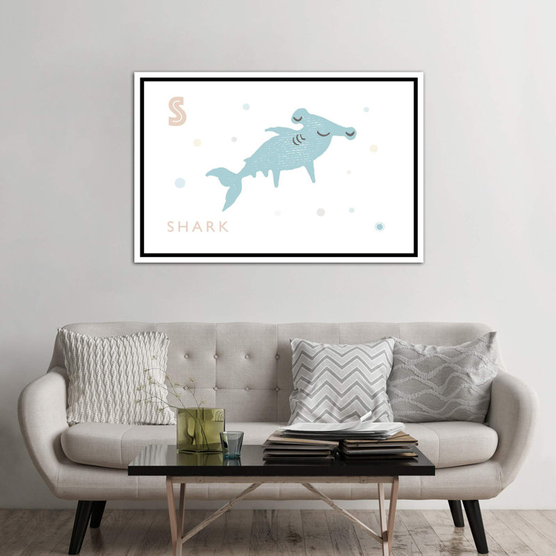 " Shark ", No Mat, 40" H x 60" W x 1.5" D, White Framed Canvas