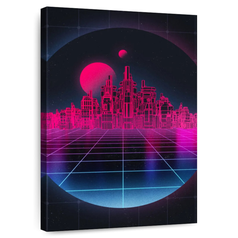 Kelan Neon Pink City, 24" H x 16" W