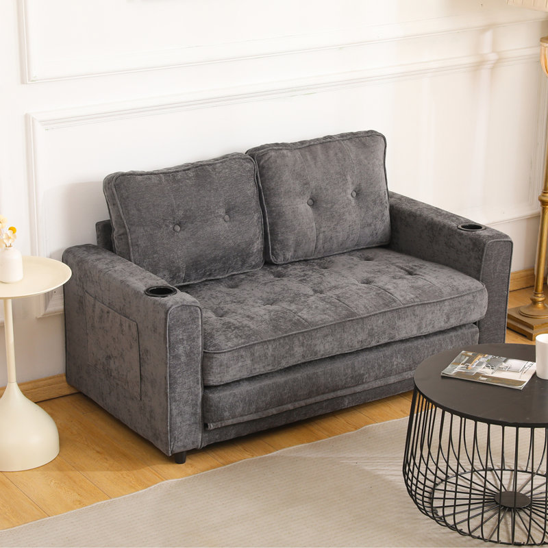 Canapé-lit 55 po à 3 plis, canapé-lit futon convertible, Gris