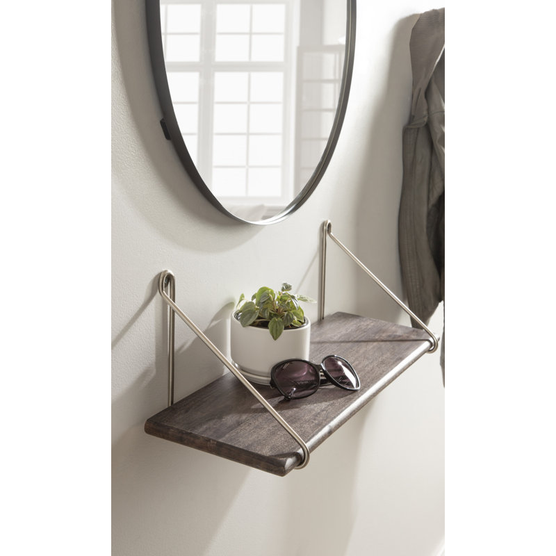 Mirabelle Floating Shelf, Graywash/Silver