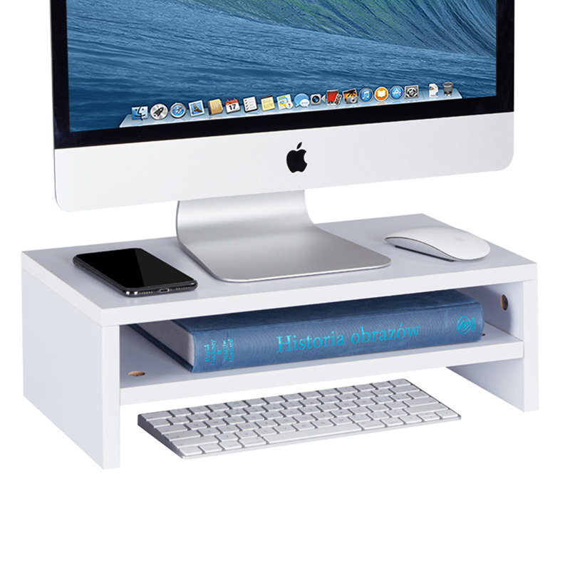 Wood Monitor Stand, White