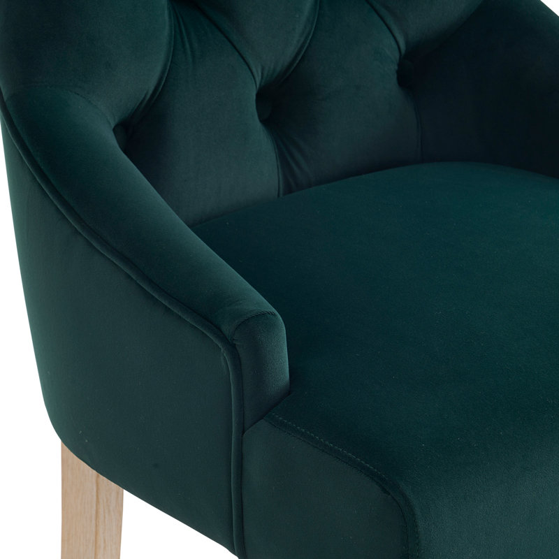 Wingback Upholstered Dining Chairs With, 19.3'' Seat Height Modern Dining Room Chairs With Tufted Button, Green Suede Velvet