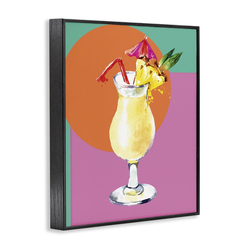 Art moderne de giclée de cocktail tropical moderne par Susan Jill, Giclée encadrée noir minuit, H 30 po x l 24 po