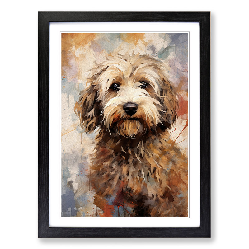 Labradoodle Gestural - Framed Print, 34cm H x 25cm W x 2" D, Black Framed