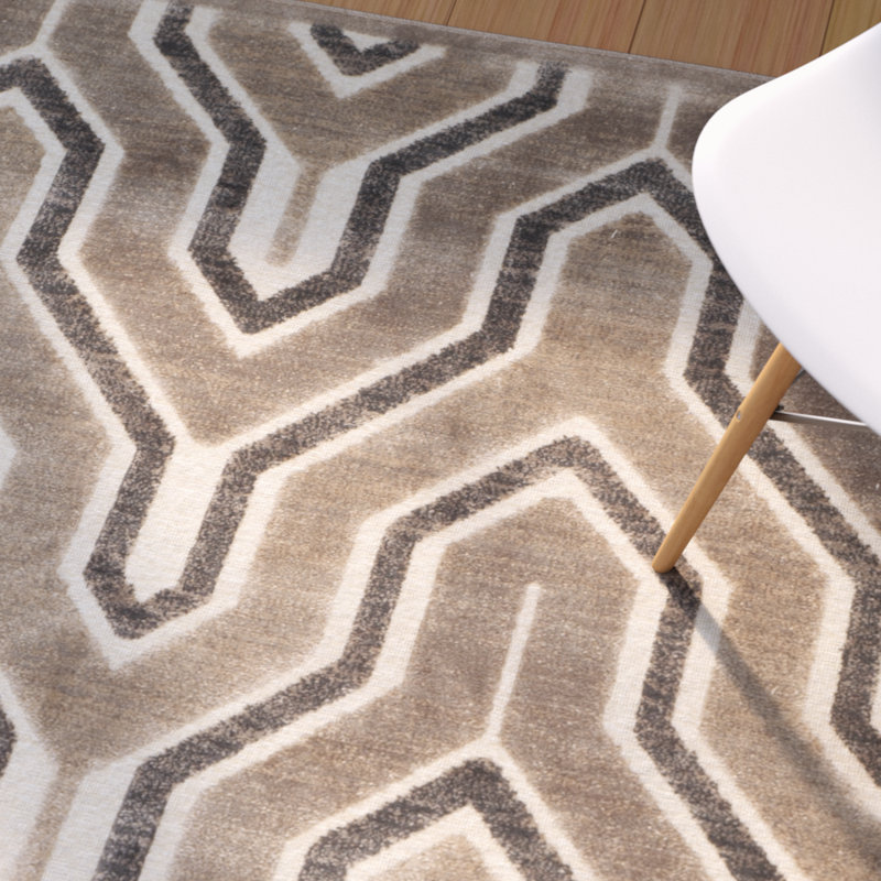 Tapis chameau / crème, Rectangle de 5 pi 3 po x 7 pi 6 po