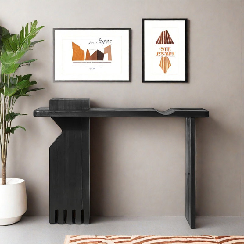 Table d'entrée en bois massif d'inspiration rétro, H 33,5 po x l 63 po x P 15,7 po