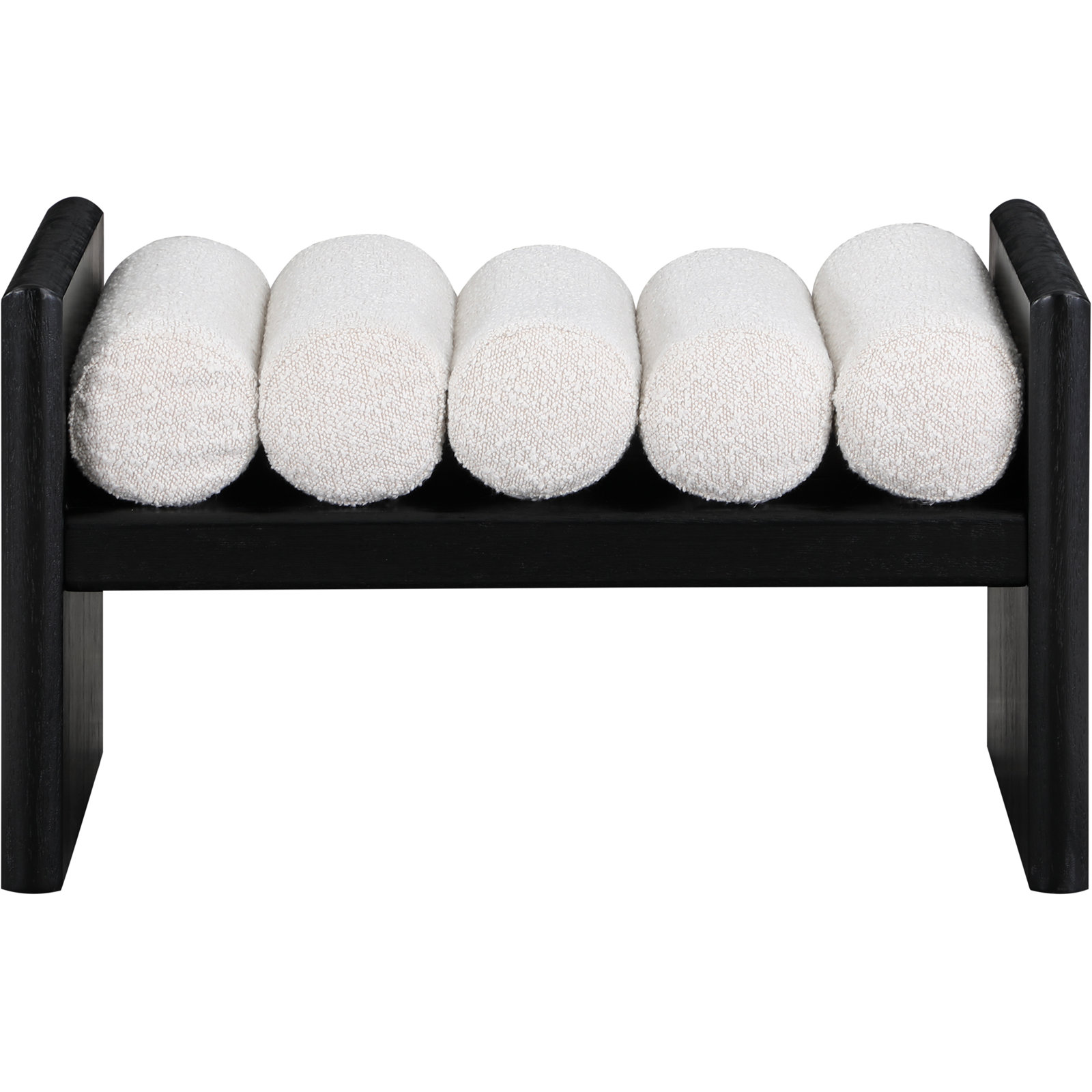 Waverly Bedroom Bench, 18" H x 32" W x 19" D, Cream Boucle Fabric / Black Finish