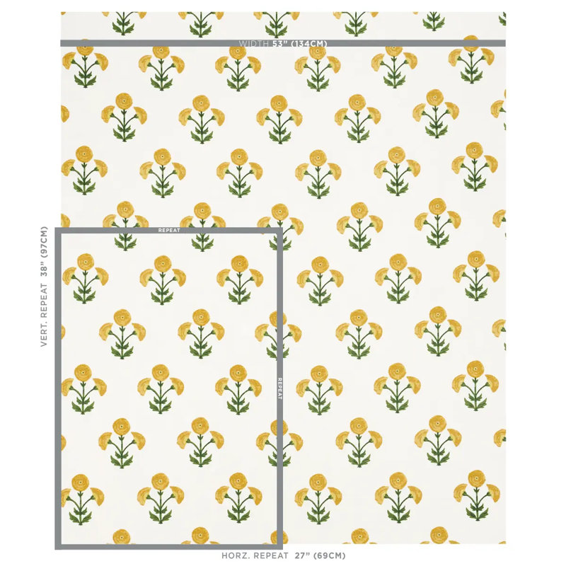 Saranda Flower Embroidery Fabric, Marigold