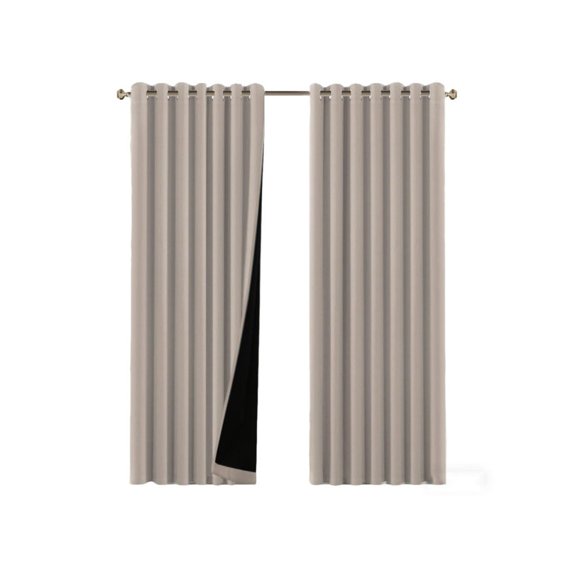Blackout Curtain Panel Pair, 229cm Width x 229cm Drop, Light Beige