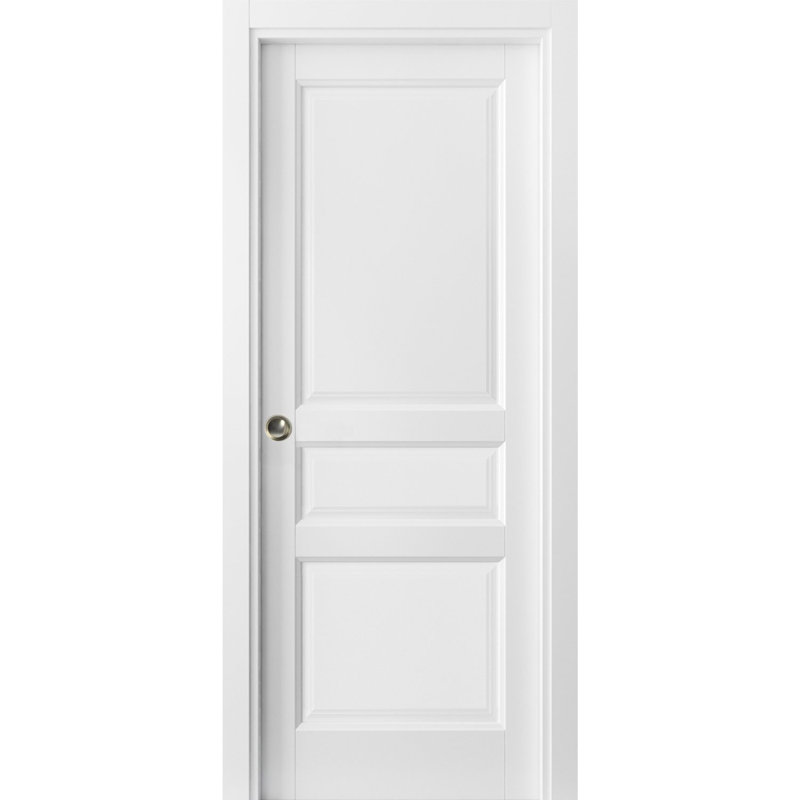 Porte blanche à panneau coulissant Lucia, 36 po x 84 po