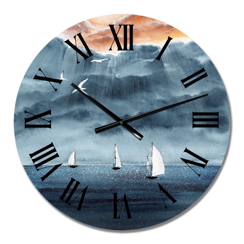 Horloge murale blanche nautique et côtière, Moyen