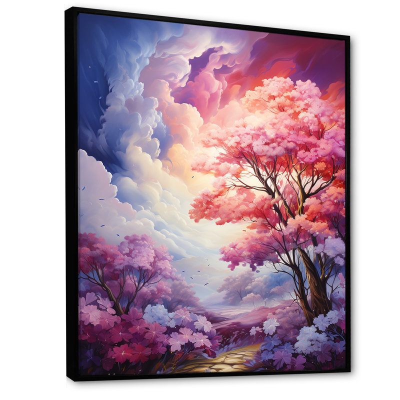 Mystic Forest Sunlight sur impression sur toile, H 40 po x l 30 po x P 1,5 po, Cadre flottant noir