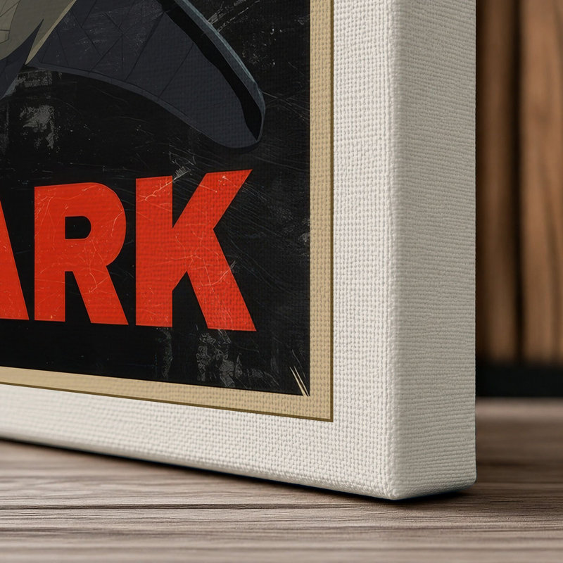 Shark Graphic Art - Wrapped Canvas, 30x20 - 76.2 x 50.8 cm, Cream Border