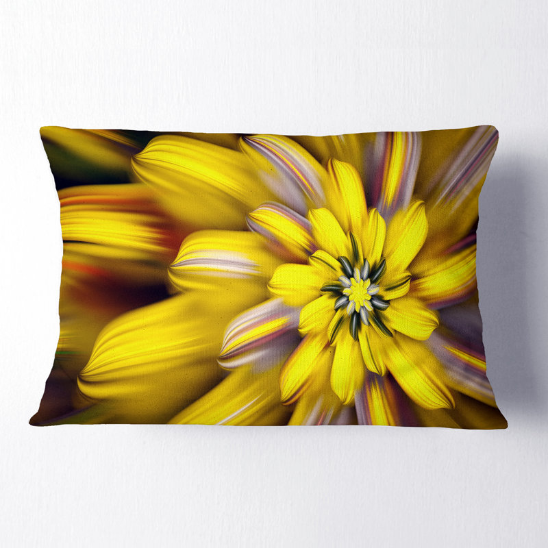 Coussin lombaire floral à grande fleur, Jaune