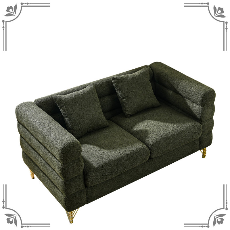 Canapé modulaire 2 places 60 pouces - doux et avec coussins, style moderne, matériaux de bureau surdimensionnés, style