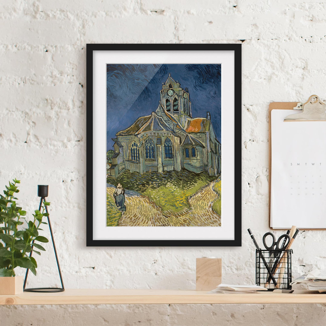 Gerahmtes Papierbild Kirche Auvers-sur-Oise von Vincent van Gogh