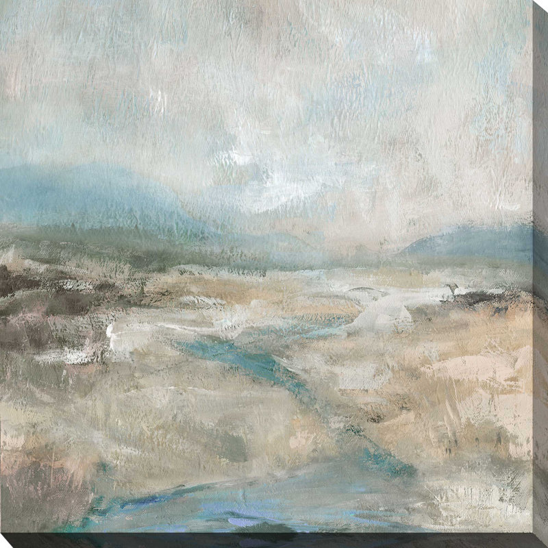 «Summer Creekbed» par Carol Robinson - Peinture, L 18 po x H 18 po, Toile tendue