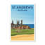 St Andrews, Scotland - Romantic Coastal Travel Poster Of Cathedral Ruins And Old Course. Giclee Print On Wrapped Canvas. Wall Art, Home Decor - Cities & Towns, Scotland - Wrapped Canvas Print-582931154