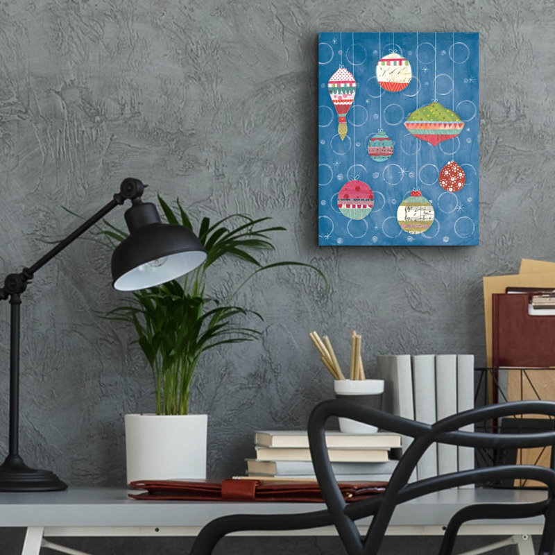 «Retro Ornaments I Blue» par Courtney Prahl, art mural en verre acrylique, H 16 po x l 12 po x P 0,13 po