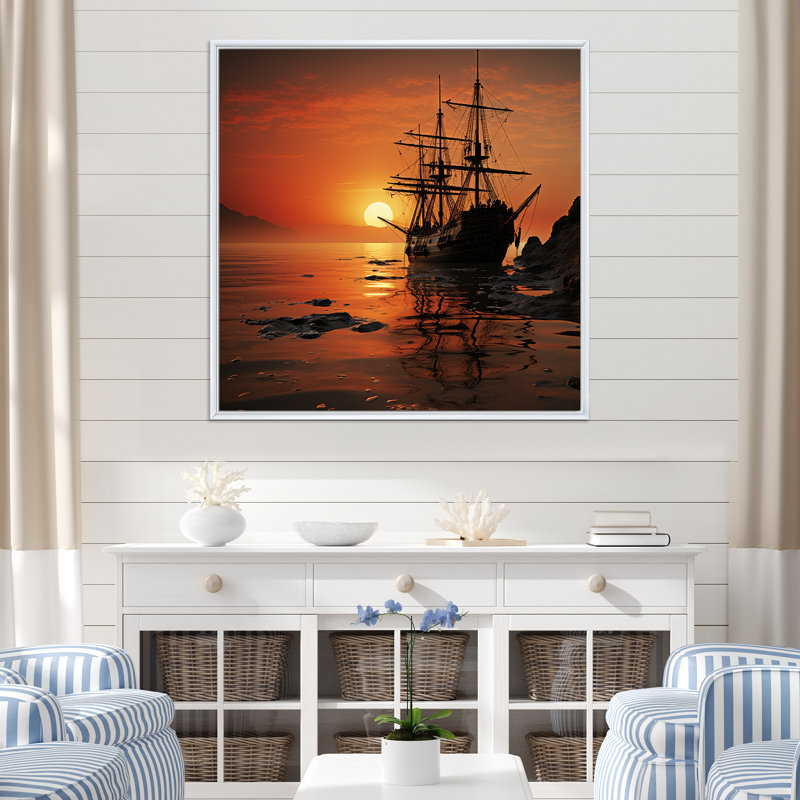 Raiders of the Horizon sur toile, Cadre flottant blanc, 24" H x 24" W