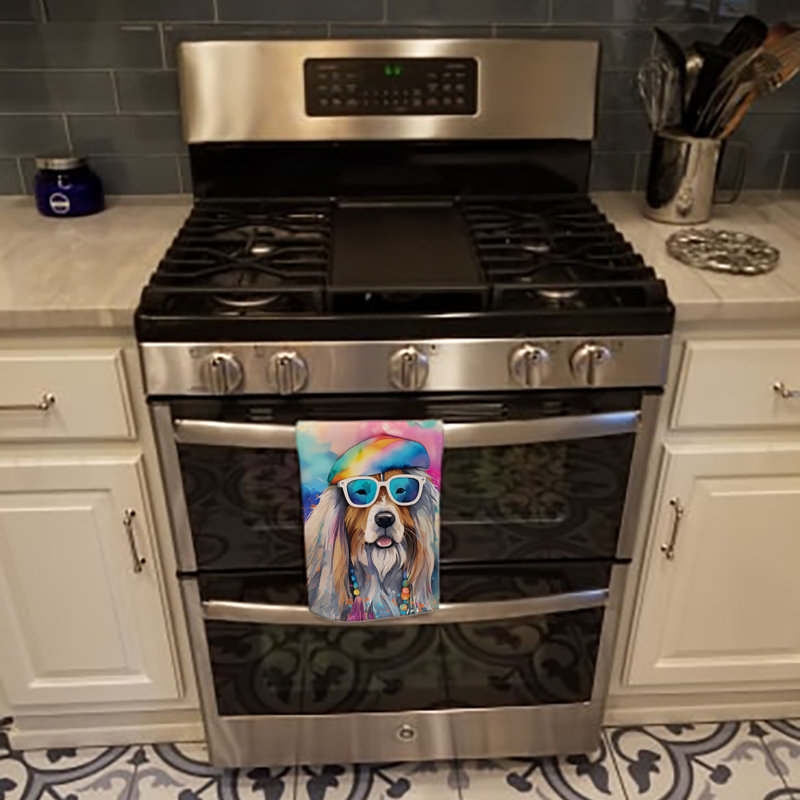 Bearded Collie Hippie Dawg Kitchen Towel