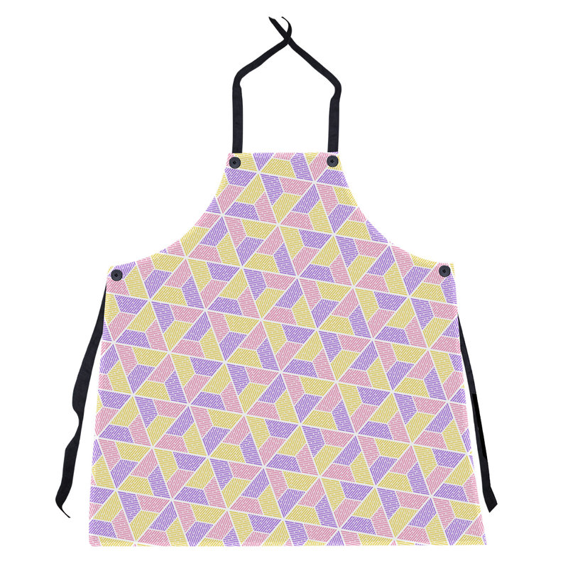 Tablier trapézoïdal, Jaune / mauve / rose