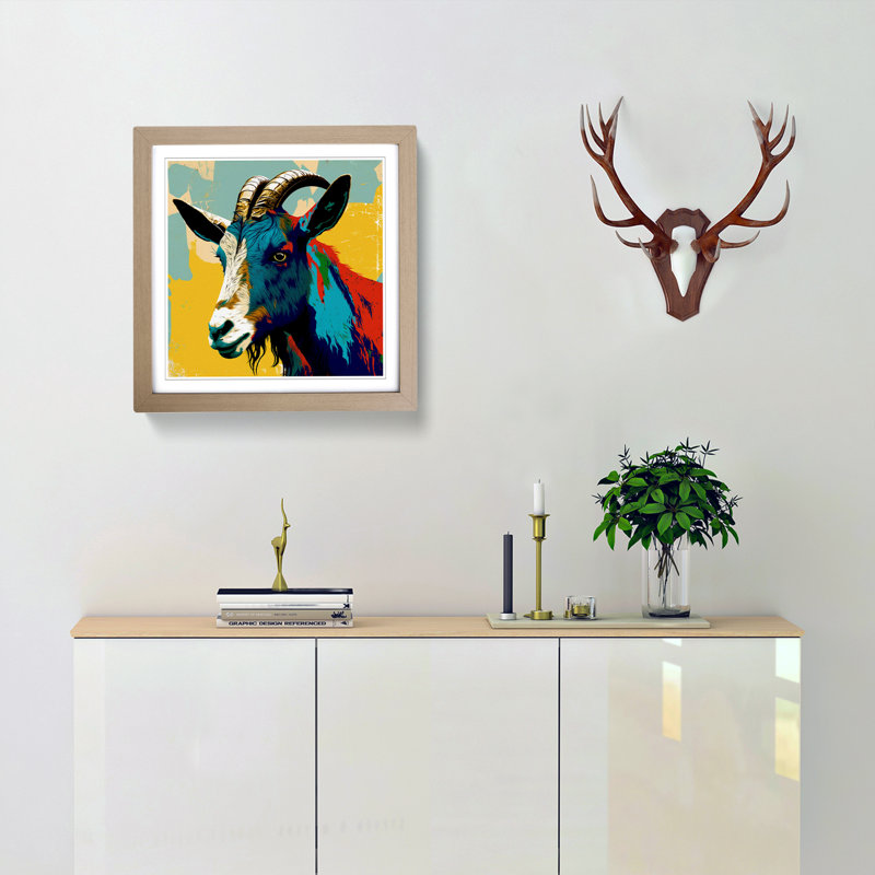 Goat Pop Art - Framed Print, Oak