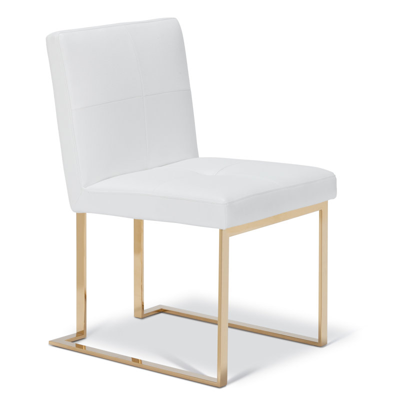 Chaise d'appoint Poulin, Blanc, Or