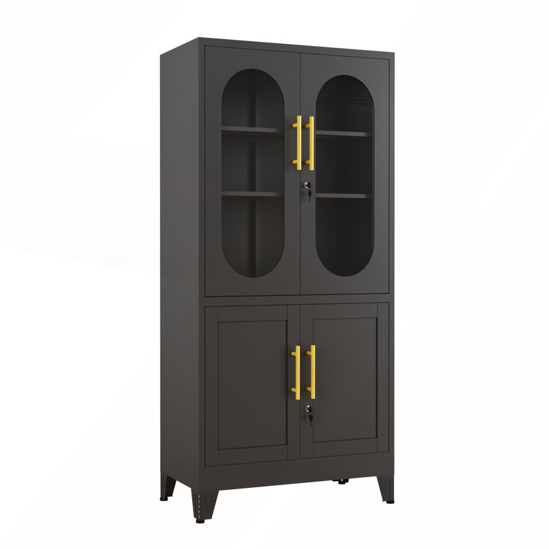 Armoire de rangement verrouillable polyvalente en fer, Noir