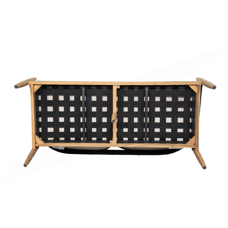 Causeuse d'extérieur moderne avec corde tissée à la main, Black+Natural