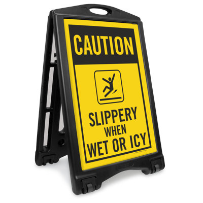 Slippery When WetIcy Portable Sidewalk Sign